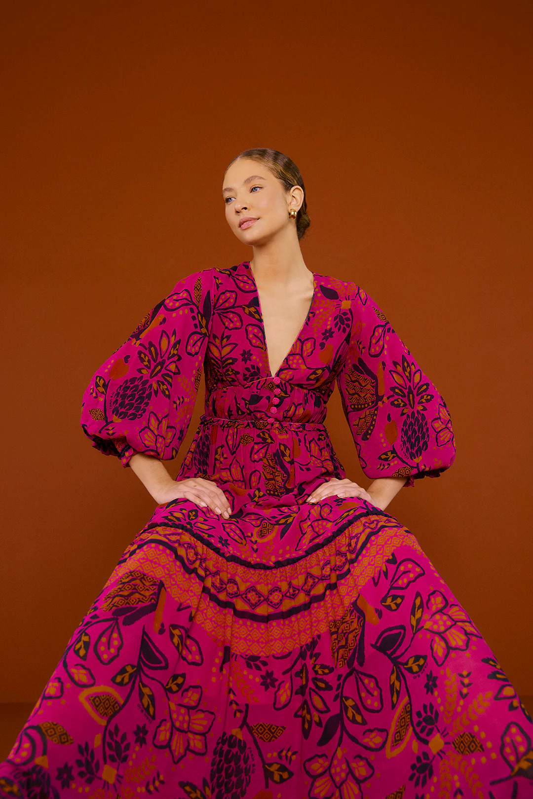 Pink Macaw Forest Maxi Dress | FarmRio (US)