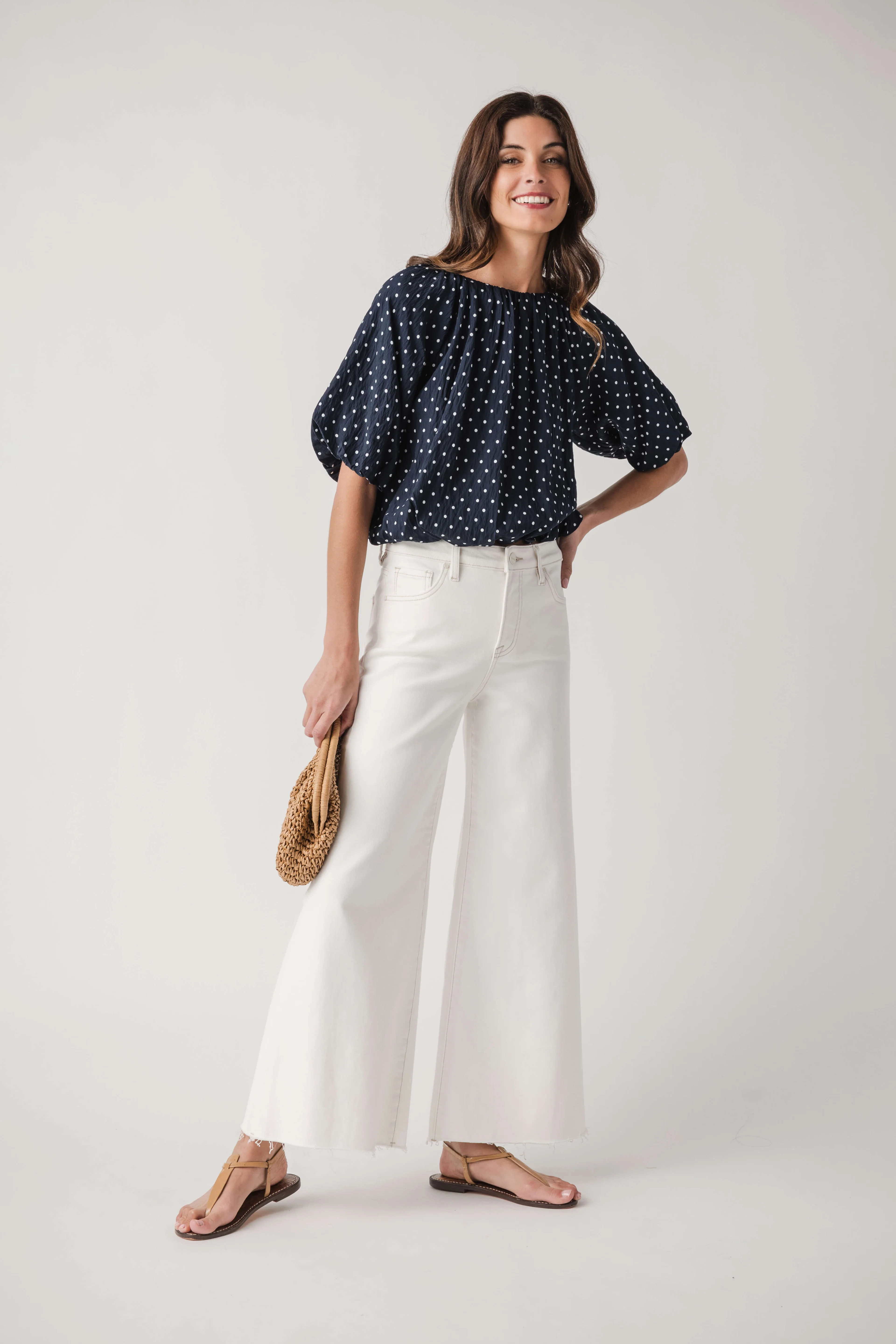 THML Polka Dot Bubble Hem Top | Social Threads