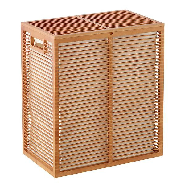 Zen Divided Bamboo Hamper | The Container Store