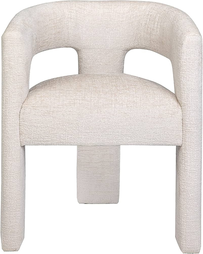 Jofran Gwen Modern Luxury Jacquard Fabric Upholstered Accent Sculpture Dining Armchair, Natural | Amazon (US)