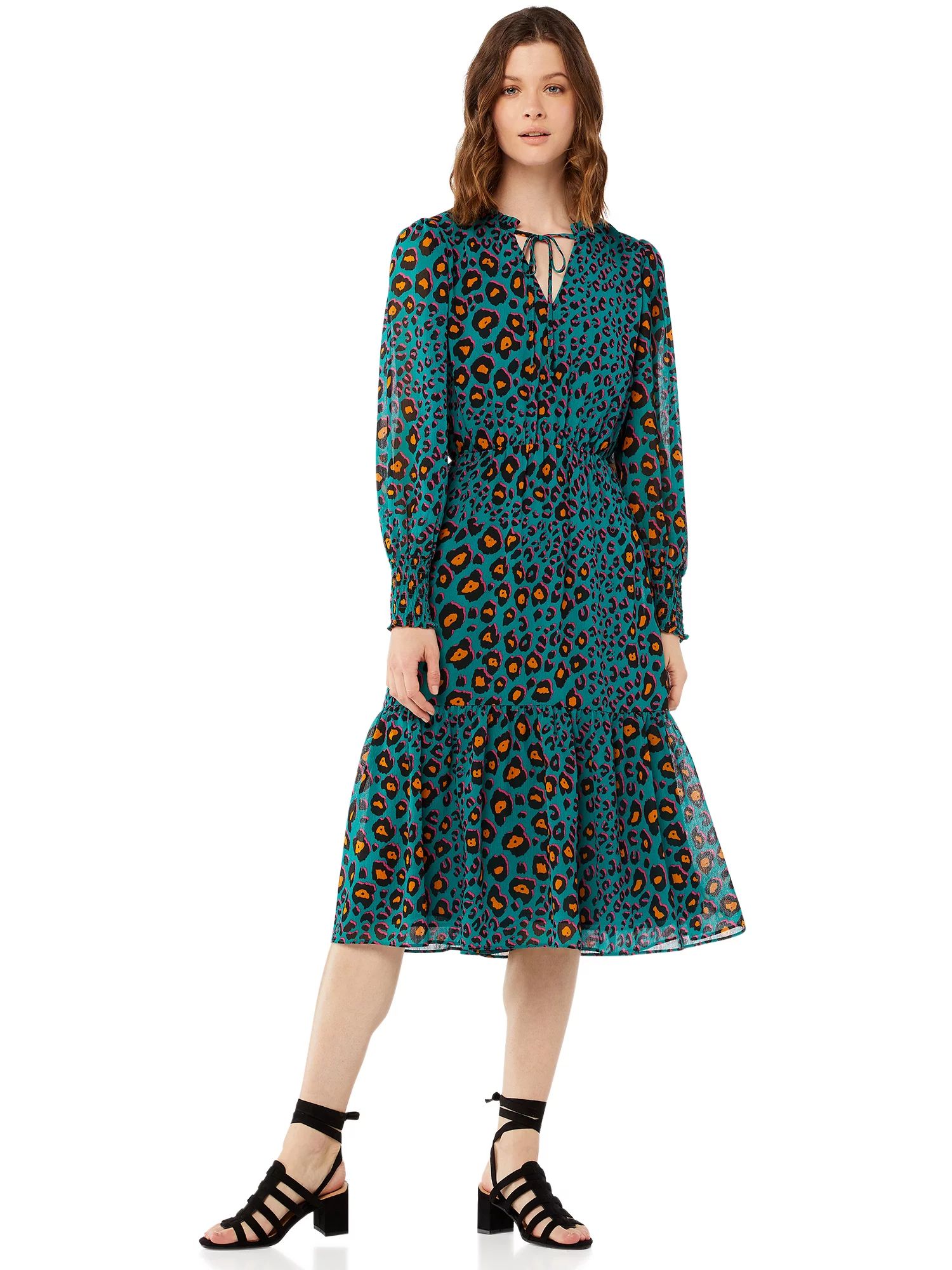 Scoop Women’s Tie Front Midi Dress | Walmart (US)