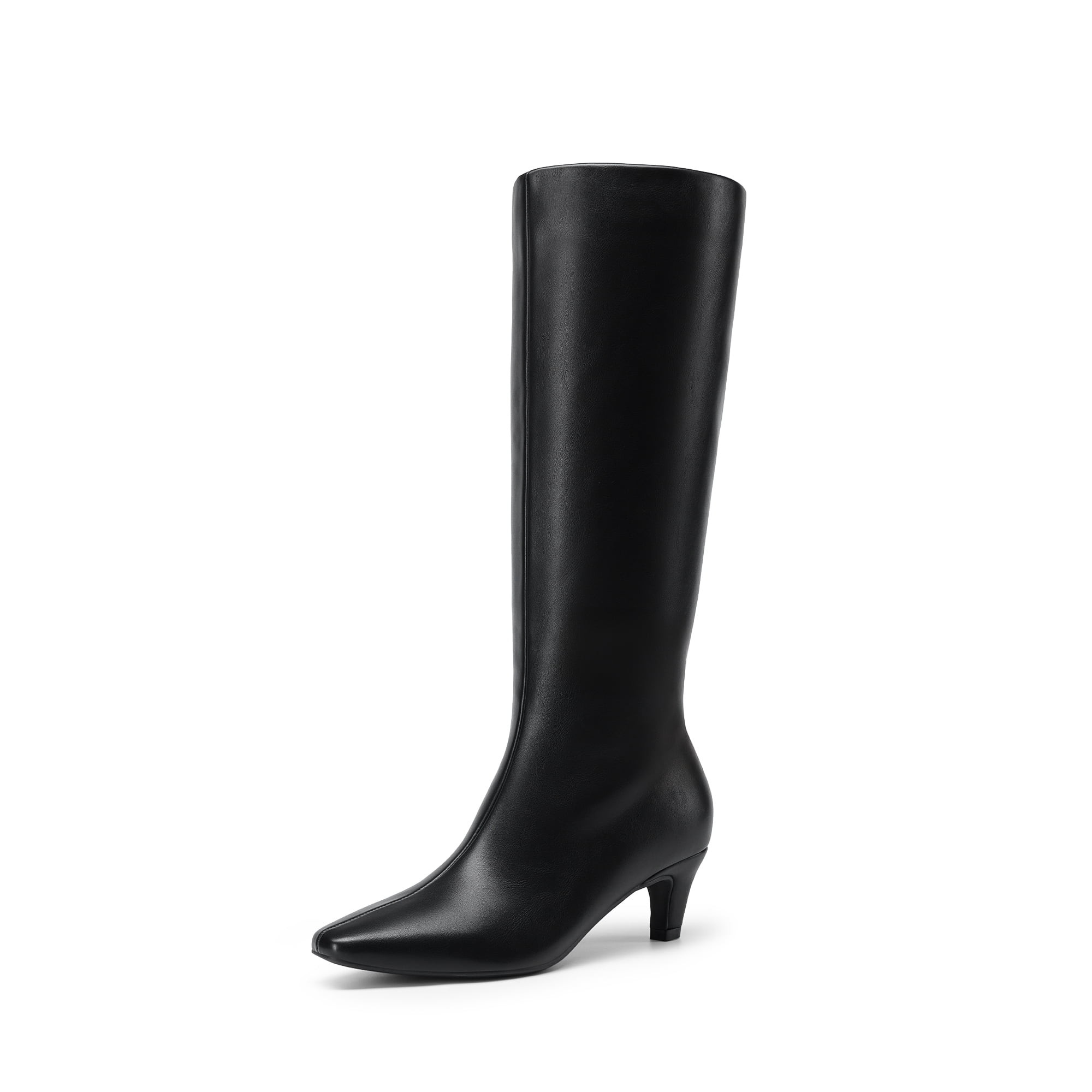 BURUDANI Women Wide-Calf Knee-High Boots Kitten Heel, Square Toe, Fashion Long Boots - Walmart.com | Walmart (US)
