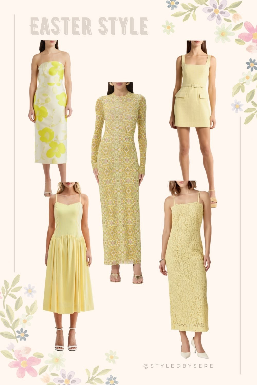 Soft, radiant yellows are the quiet stars of this season’s Easter style. Shades like acacia and pale banana bring a fresh, sunlit elegance to any dress, flattering a wide range of skin tones while feeling effortlessly seasonal. I love how these brighter hues strike a balance between cheerful and refined—perfect for a brunch, garden gathering, or church service. Pair them with delicate neutrals or subtle metallics, and you have a look that feels both modern and timeless. 

#LTKWedding #LTKootd
