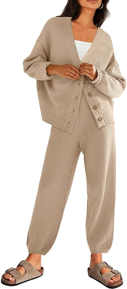 LILLUSORY Womens Cardigan Pants Sets 2 Piece Slouchy Loungewear Sweater Sets | Amazon (US)