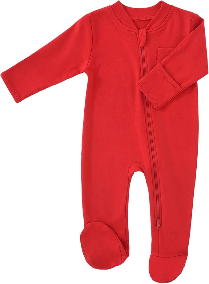 Baby 2 Way Zipper Girls Boys 100% Cotton Footed Sleep and Play with Mitten Cuffs 0-12 Months | Amazon (US)