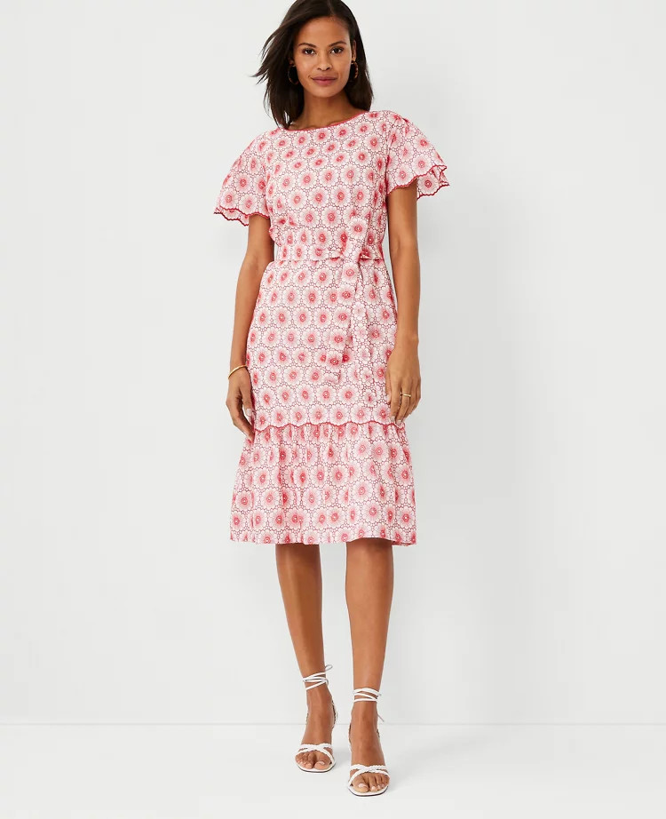 Eyelet Tie Waist Shift Dress | Ann Taylor (US)