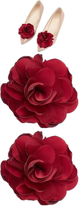 1 Pair Red Flowers Shoe Clips Wedding Shoe Buckles Bridal Removable Shoe Clips Shoe Buckle Charm ... | Amazon (US)