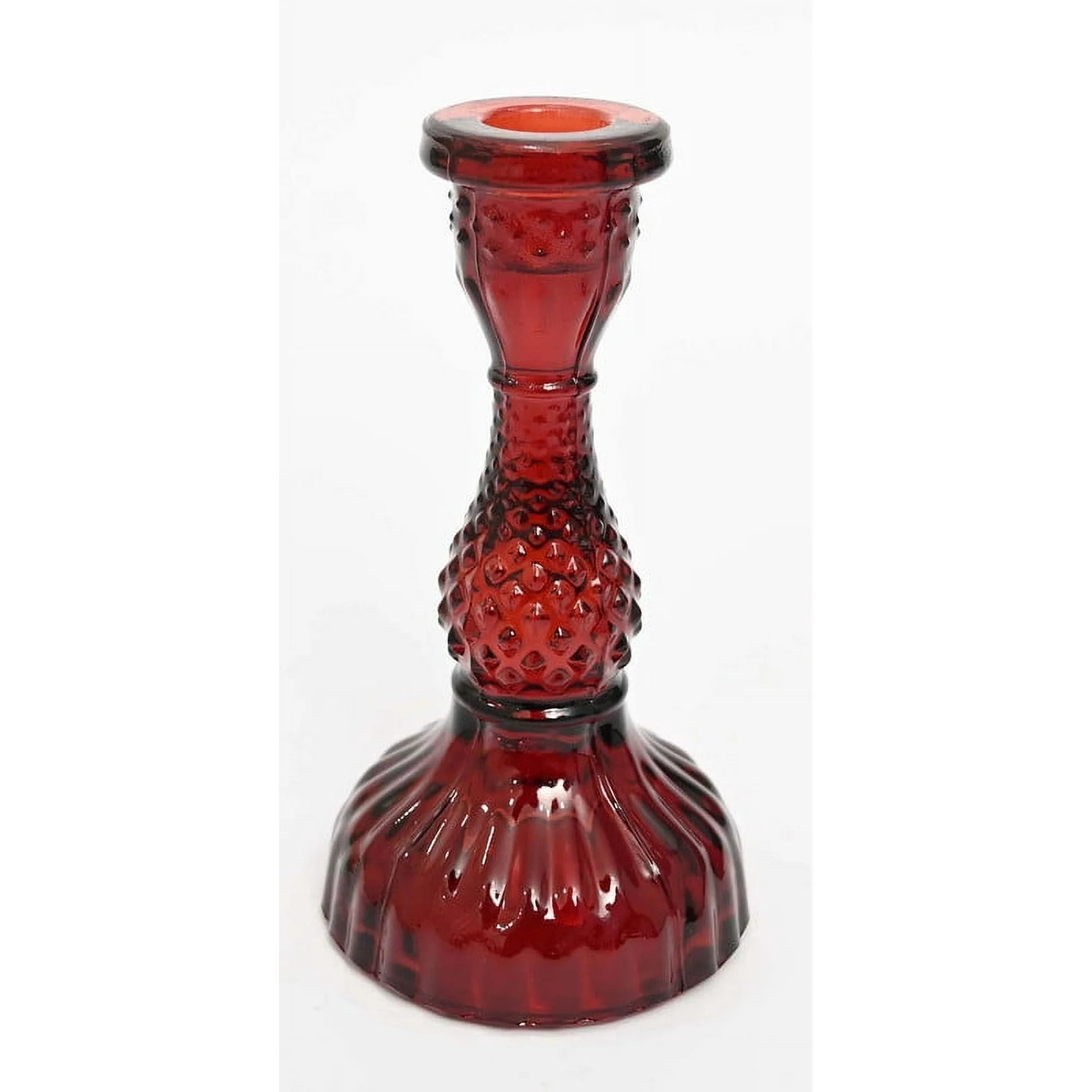 Small Red Glass Christmas Taper Candle Holder, 6.5", by Holiday Time | Walmart (US)