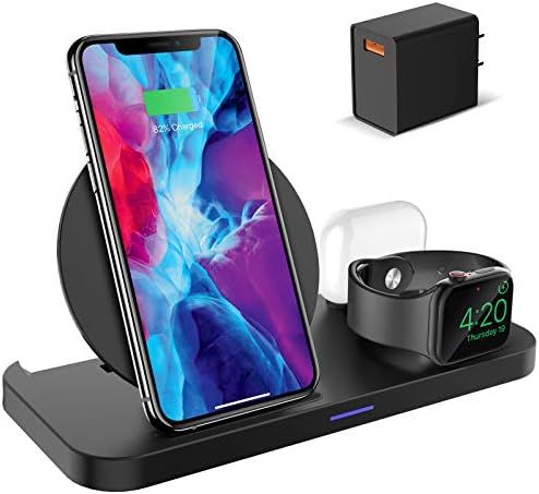 KKM Wireless Charger, 3 in 1 Qi-Certified Fast Wireless Charging Station Compatible with iPhone 1... | Amazon (US)