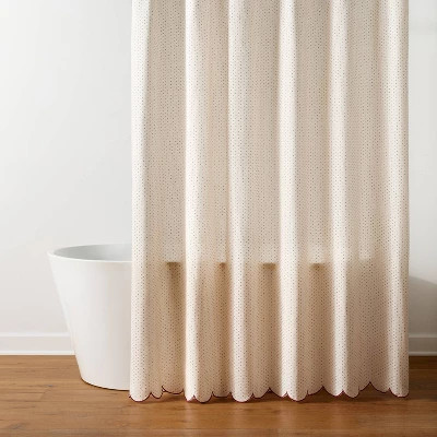 72"x72" Valentine's Day Mini Dot Scallop Border Cotton Shower Curtain - Threshold™ | Target