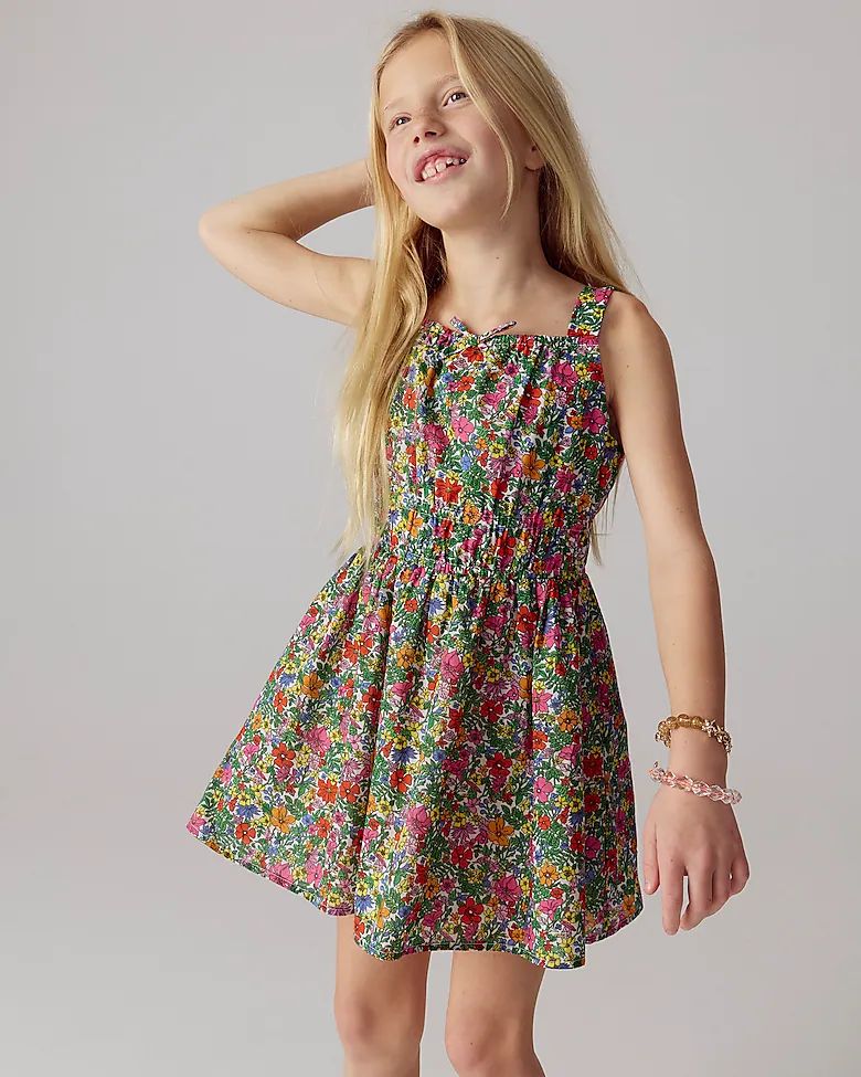 Girls' smocked-waist dress in floral cotton voile | J.Crew US