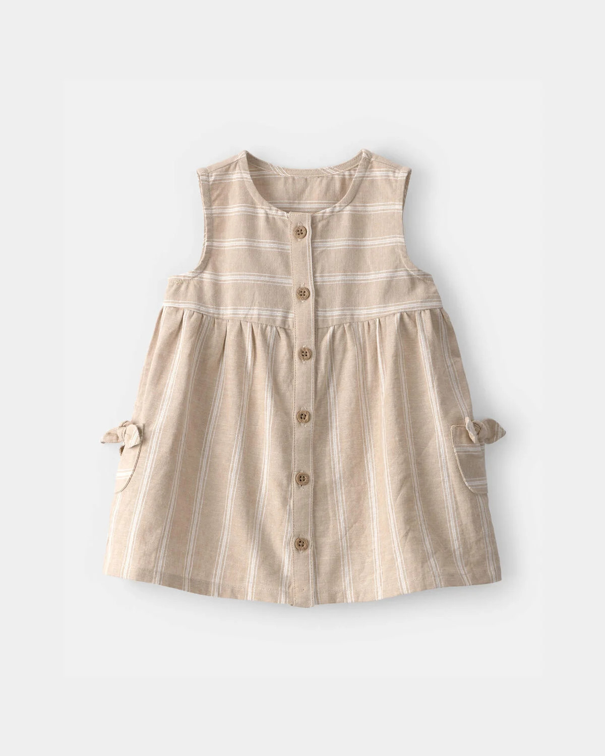 Baby Girl Stripe Sleeveless Dress - Khaki/Ivory | Carter's Inc