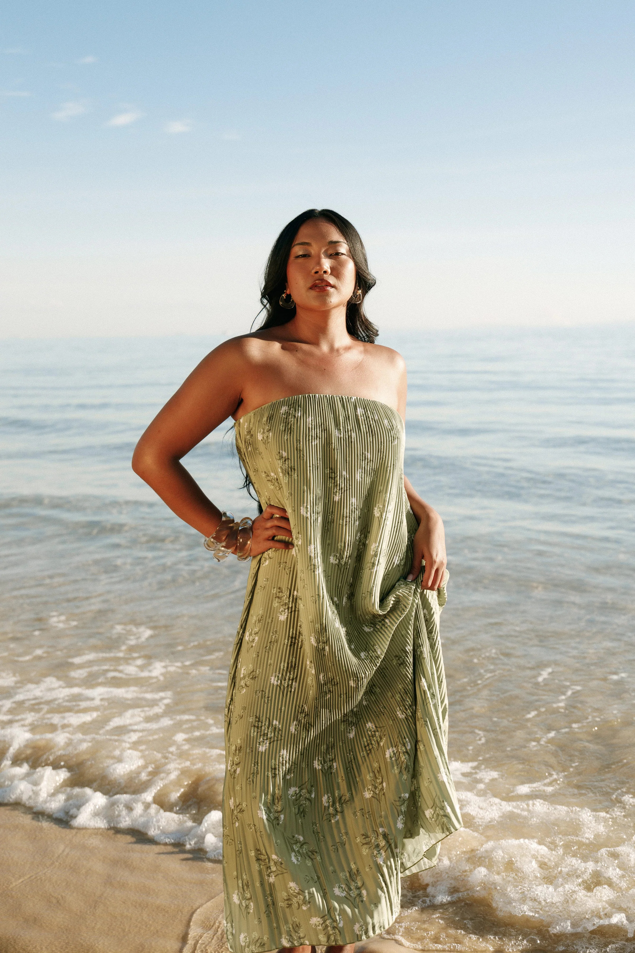 Sylvie Strapless Midi Dress - Sage Botanical | Petal & Pup (US)