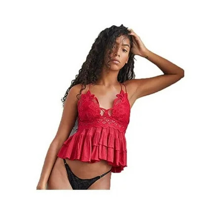Free People Womens Adella Strappy Lace Camisole Peplum Tank Top Red XS $68 NWT | Walmart (US)