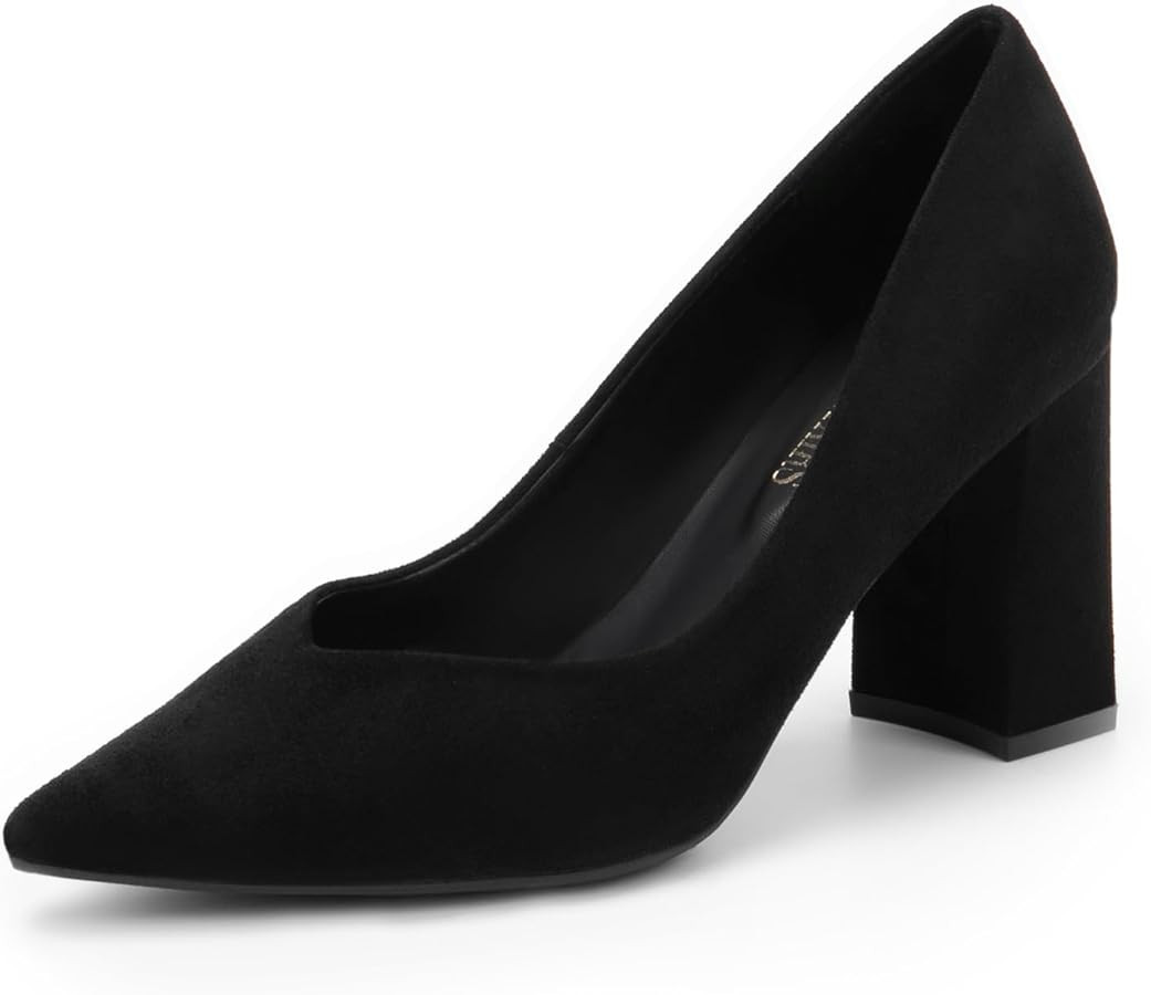 DREAM PAIRS Women’s High Chunky Closed Toe Block Heels Pointed Toe Wedding Party Elegant Slip O... | Amazon (US)