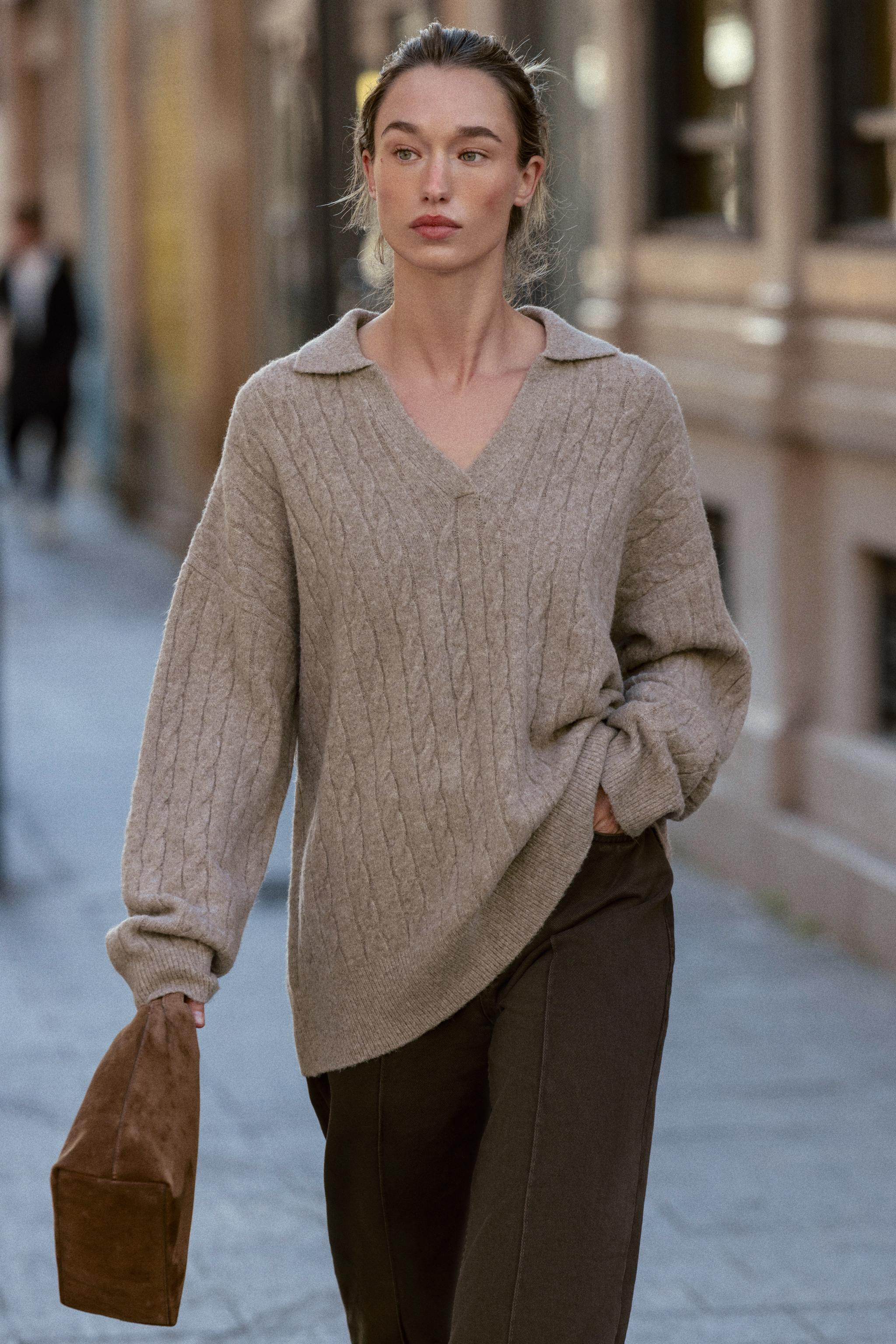 CABLE KNIT POLO SWEATER | Zara Canada