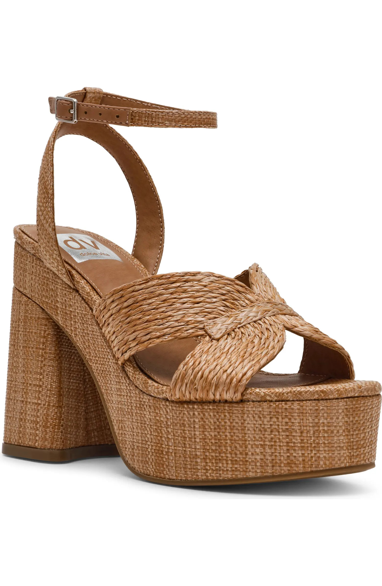 Waylan Raffia Platform Ankle Strap Sandal (Women) | Nordstrom Rack