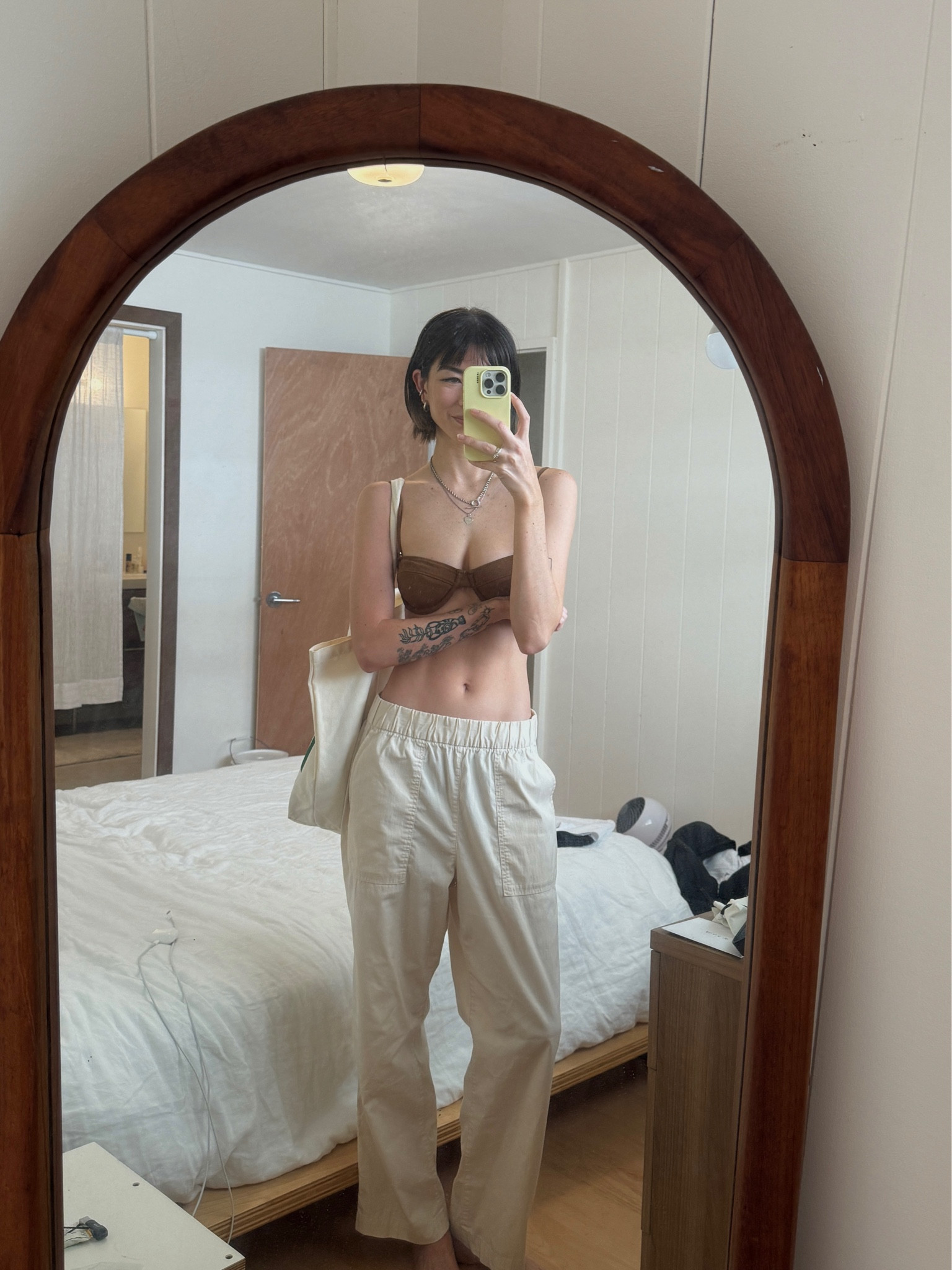 Bikini from TJ Swim, pants from Gap (linked below in a dif color, sized up for low fit)