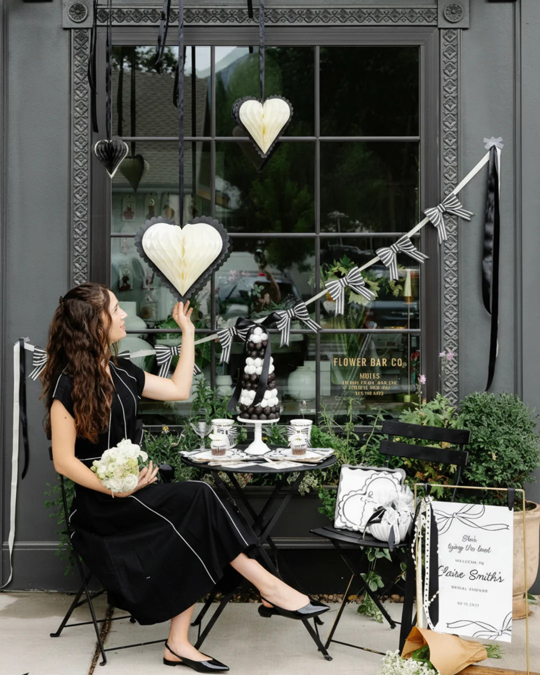 Black and White Honeycomb Hanging Hearts | My Mind's Eye