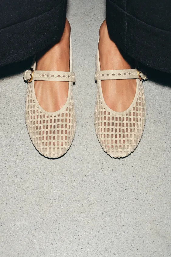 CROCHET EFFECT BALLET FLATS | Zara US