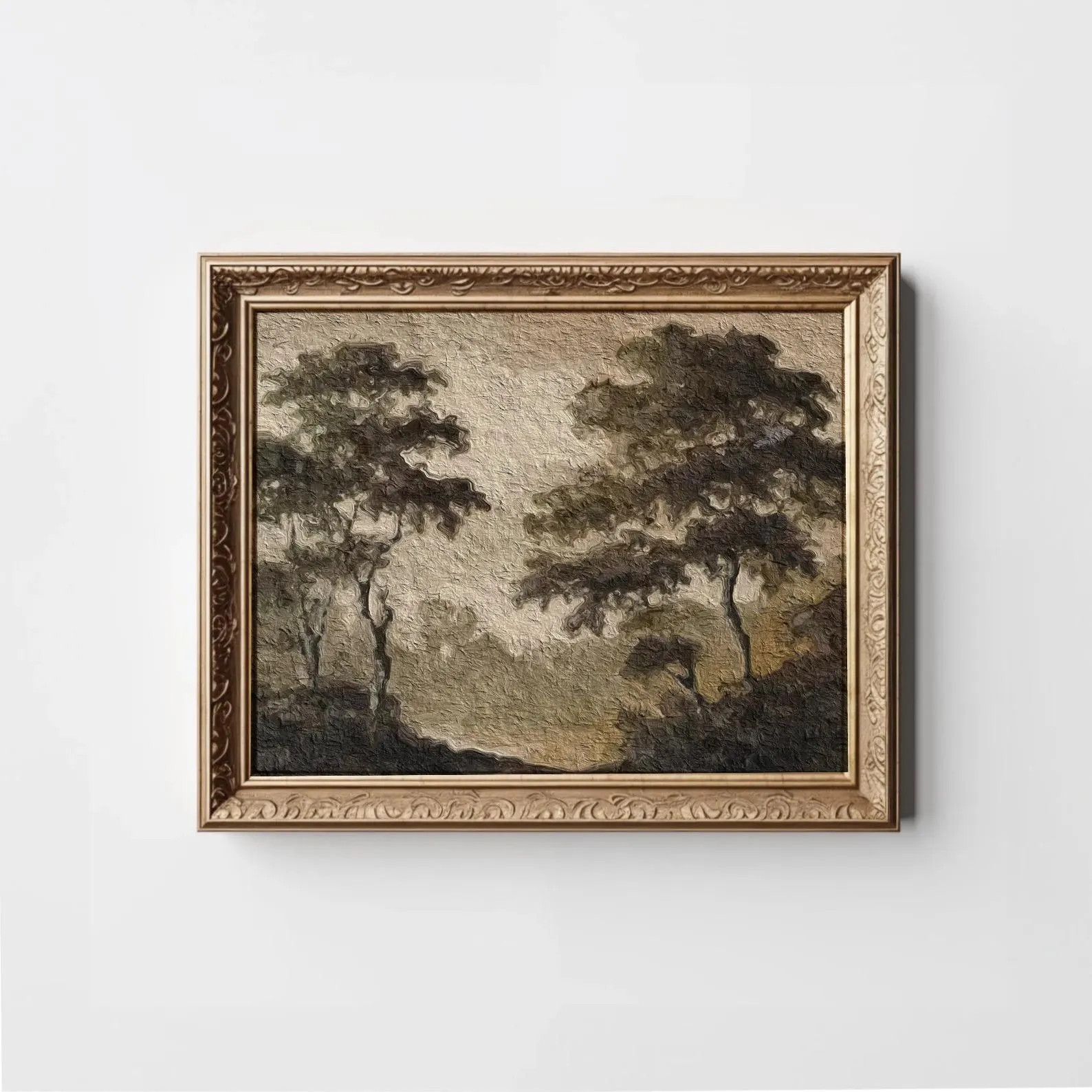 Brown Abstract Landscape Art, Moody Neutral Print, Forest Watercolor Painting, Beige Modern Organ... | Etsy (US)