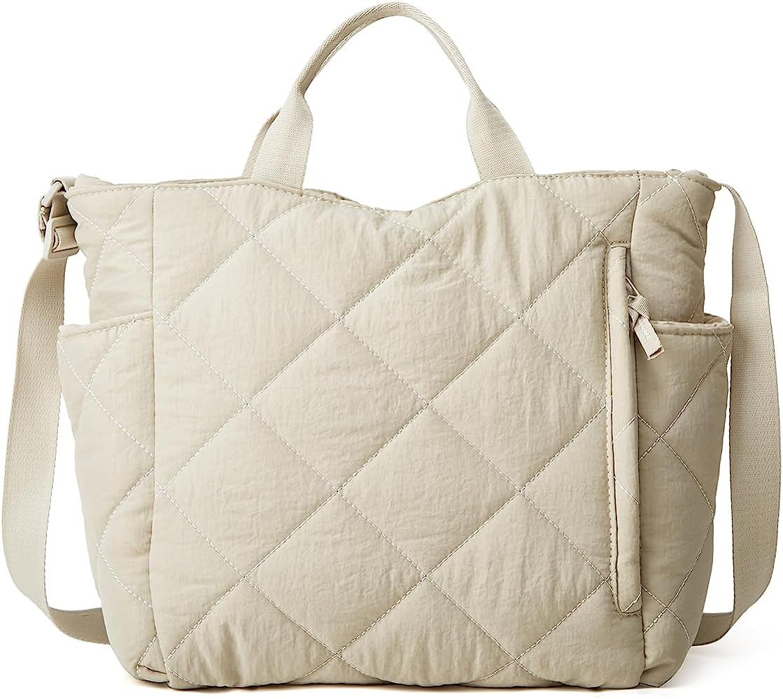 Women Quilted Tote Bag Puffer Hobo Handbag Lightweight Padding Shoulder Bag Nylon Padded Crossbod... | Amazon (US)