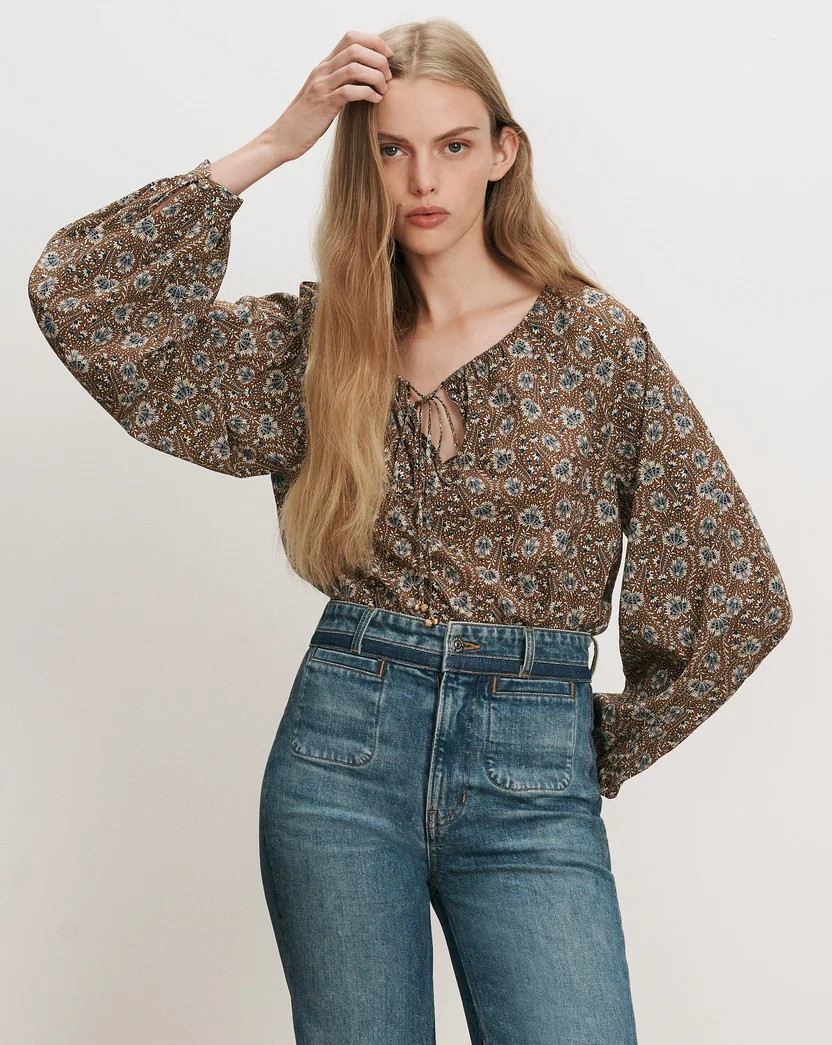 Rhosen Floral Blouse in Acorn Multi | Veronica Beard | Veronica Beard