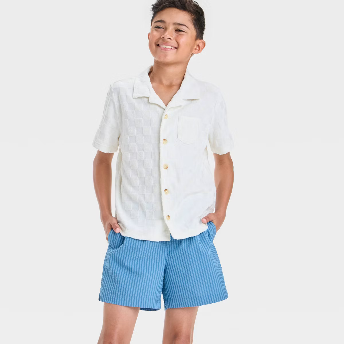 Boys' Striped Swim Shorts - art class™ Blue S: Built-in Boxer, Adjustable Waistband, Seersucker... | Target