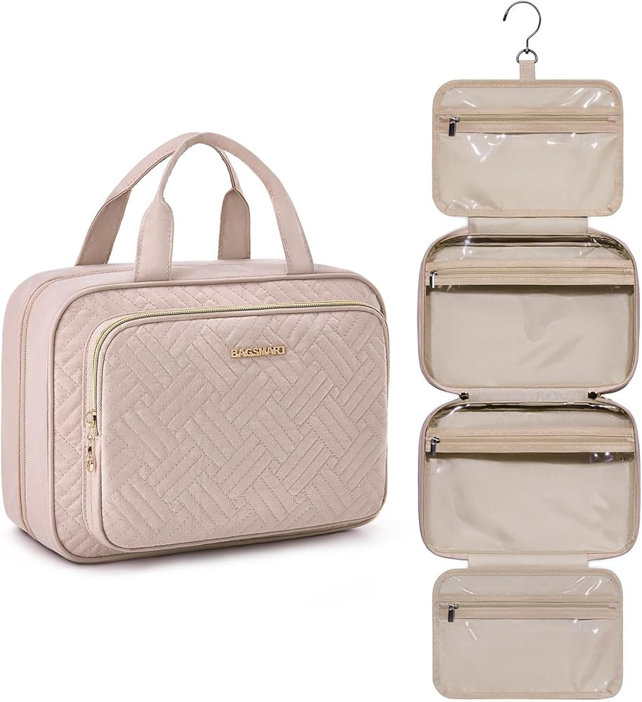 BAGSMART Travel Toiletry Bag Hanging Travel Makeup Organizer Cosmetic Bag Makeup Bag for Full Siz... | Amazon (US)
