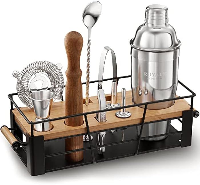 Mixology Bartender Kit with Stand - Drink Mixer Cocktail Shaker Set with Premium Bar Tools & 25 Reci | Amazon (US)