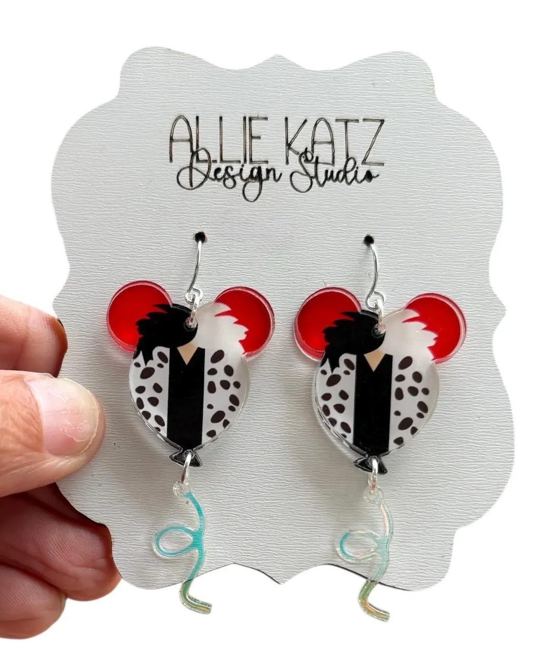 Cruella Villain Balloon Earrings: Mouse Head Vacation Jewelry - Etsy | Etsy (US)