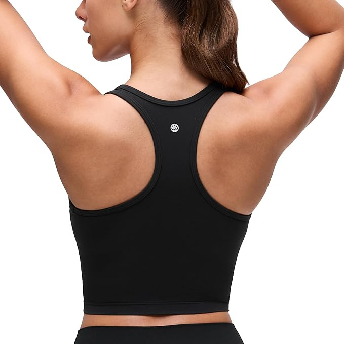 CRZ YOGA Butterluxe Racerback Crop Tank Tops for Women - Padded Y-Back Longline Sports Bras Scoop... | Amazon (US)