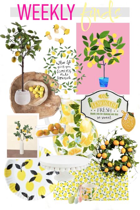 My favorite curated small business finds. This week is all about lemons. Lemon plates. Lemon canvas. Lemon wreath. Lemon napkin rings and so much more! 

#LTKunder50 #LTKhome #LTKFind