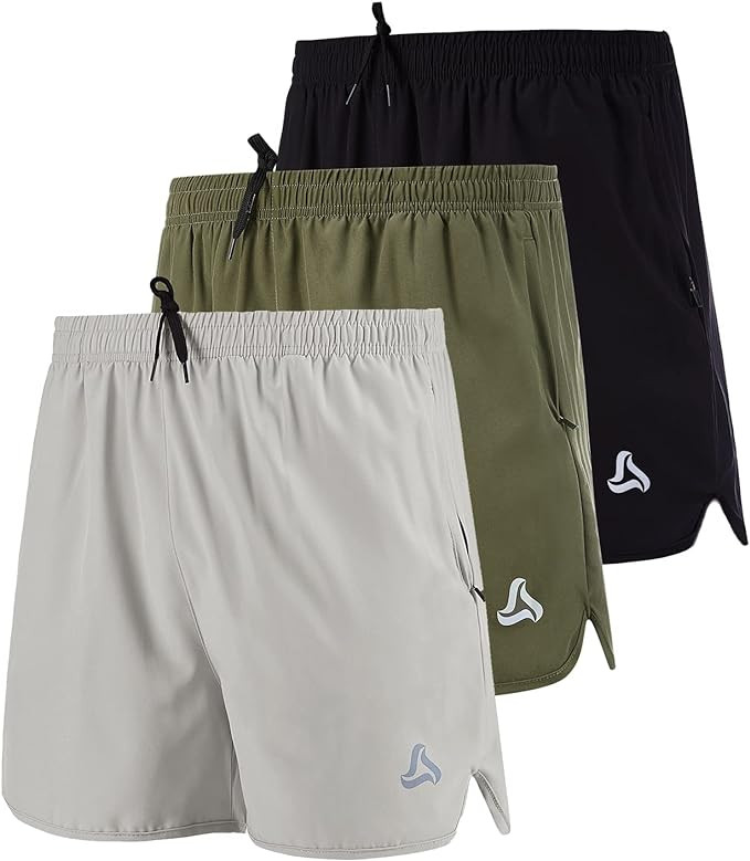SILKWORLD Mens Running Shorts Gym Workout Stretch 4" Quick Dry Lightweight Sports with Zipper Poc... | Amazon (US)