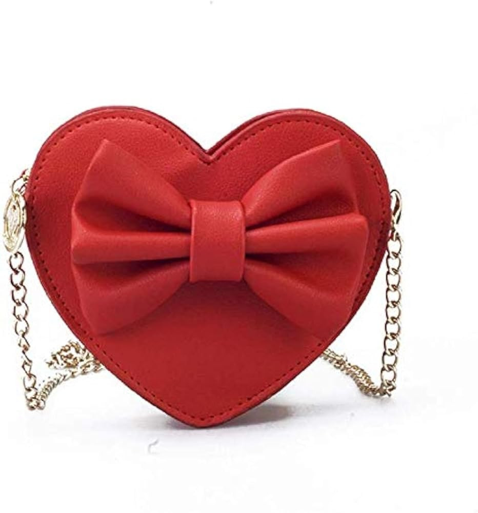 ZGMYC Cute Heart-shaped Crossbody Purse Bowknot Shoulder Bag Satchel for Little Girls Toddlers | Amazon (US)