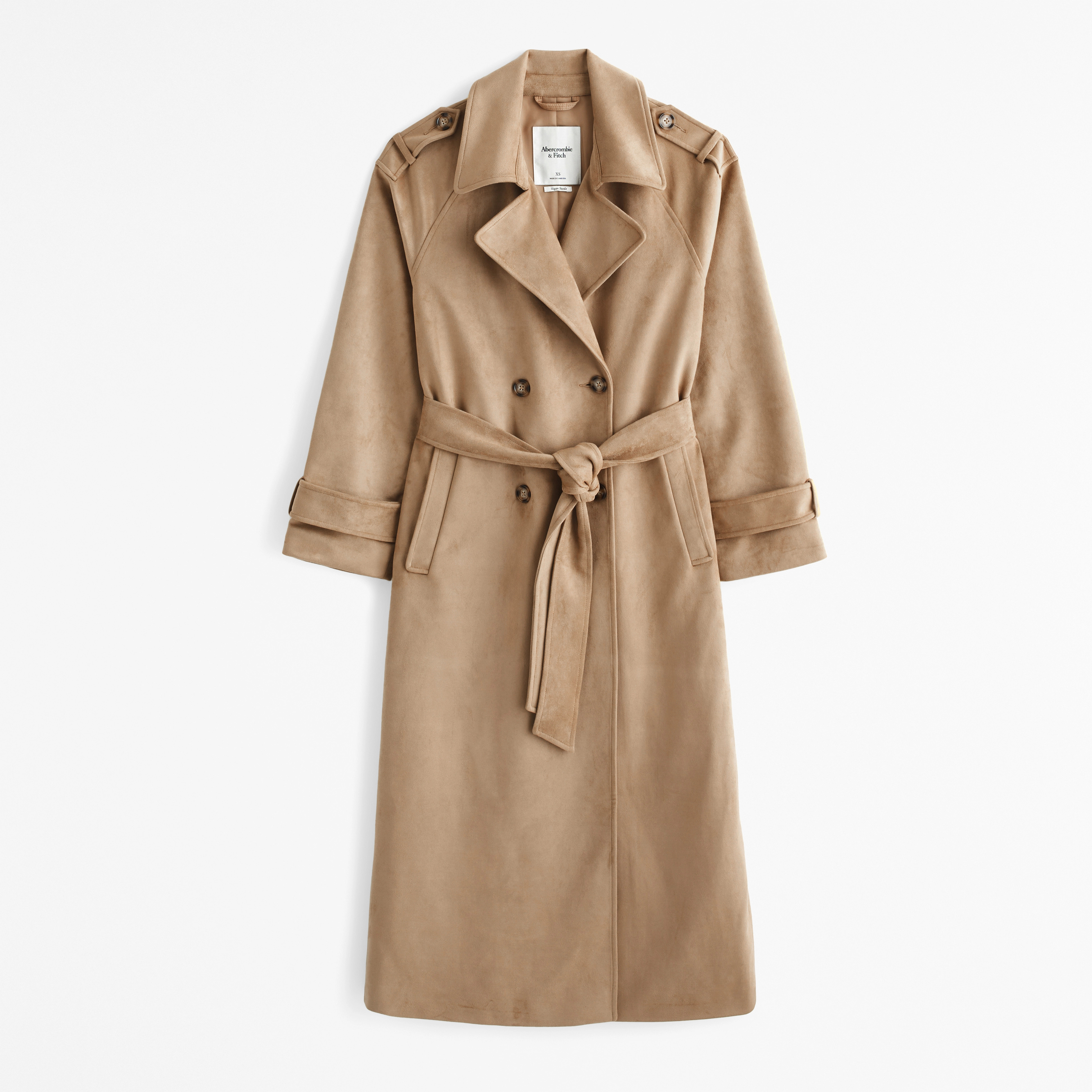 Faux Suede Trench Coat | Abercrombie & Fitch (US)