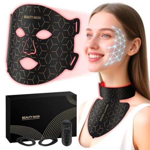 Verfubo Red Light Therapy for Face & Neck, Red Light Mask with 850nm NIR, 7-1 Colors LED Light Therapy mask, Rechargeable LED Face & Neck Mask for Anti-Aging, Skin Firming & Radiant Glow at Home | Amazon (US)