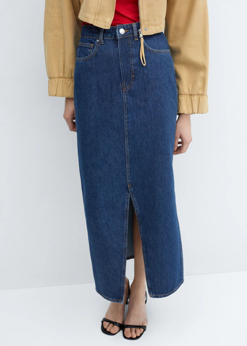 Slit denim skirt - Woman | MANGO United Kingdom | MANGO (UK)