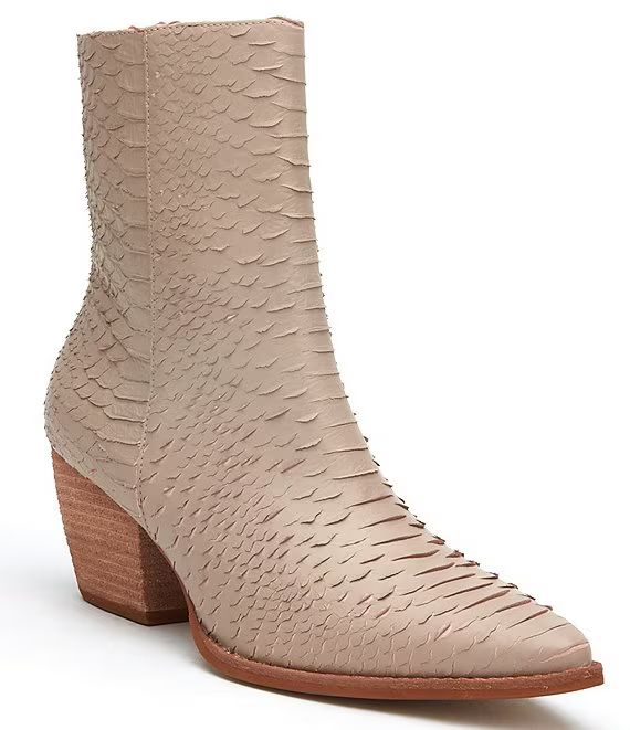 Caty Snake Embossed Leather Western Inspired Booties | Dillard's