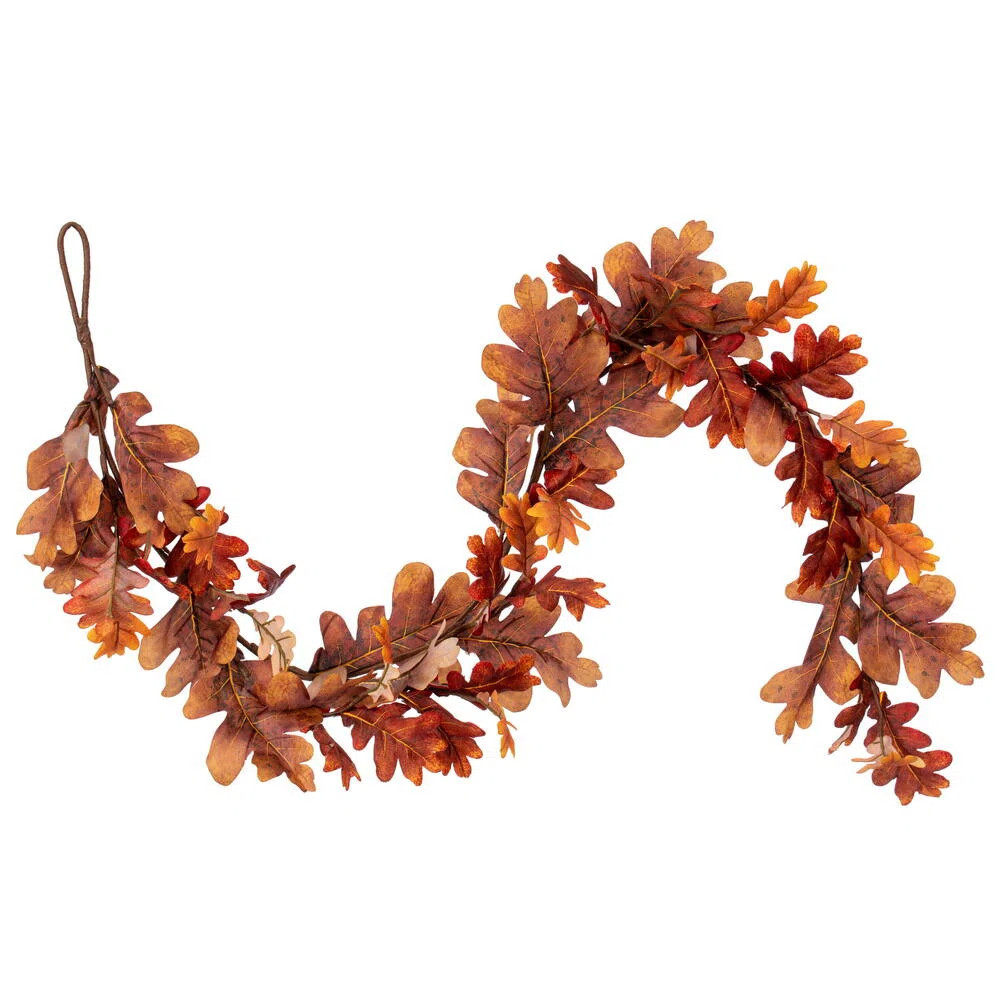 60" Orange Autumn Oak Leaf Garland. It measures 60 by 9 inches. | Wayfair North America