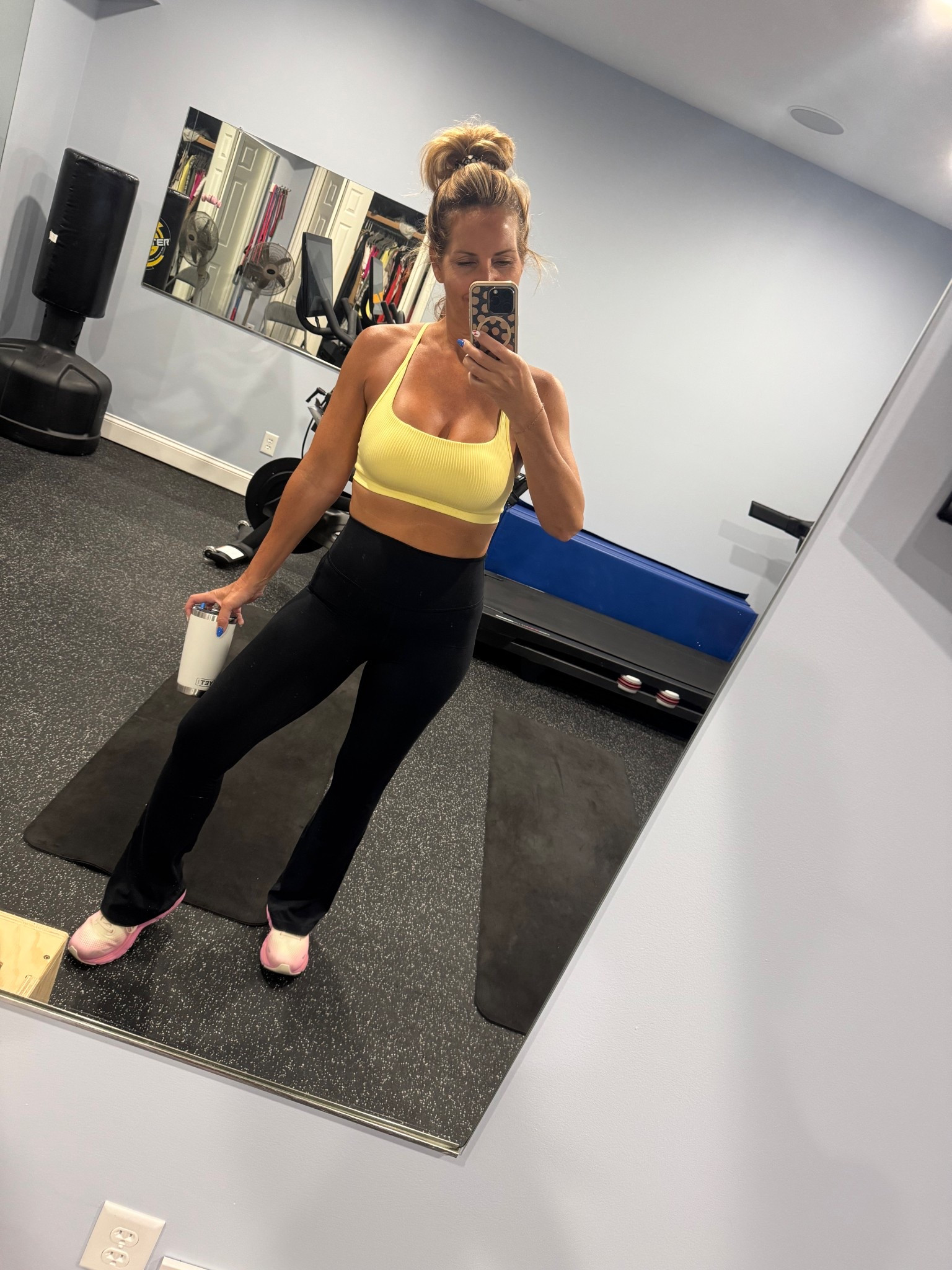 This sports bra is extremely comfortable with moderate support. The yellow is sold out, but now I want it in pink and blue! These Target pants are soft and buttery. Love the high waist. Wearing the bra in a size medium, and the pants in a size small! I’ve been a fan of the Brooks Ghost running shoe for years! And I always have to have my YETI nearby.
-
-
Workout outfits, fitness gear, dumbbells, workout mats, activewear

#LTKSaleAlert #LTKActive #LTKOver40
