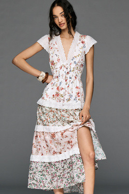 The Peregrine Tiered Deco Midi Dress | Anthropologie (US)