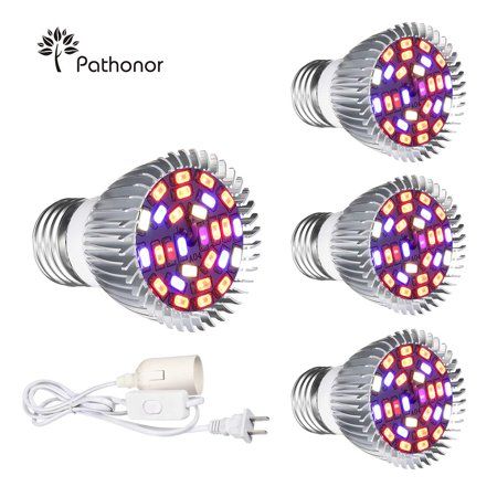 1/2/4 PCS 48W E26/E27 LED Grow Light Bulb, Full Spectrum Plant Grow Bulbs for Indoor Plants Hydropon | Walmart (US)