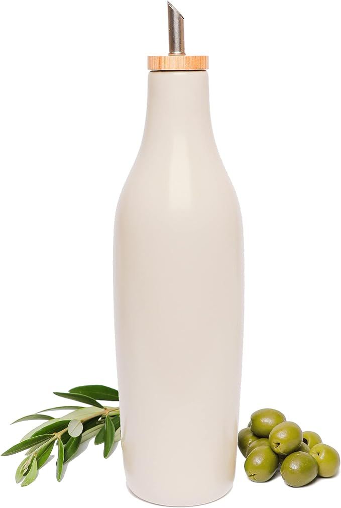 Amazon.com: Grace Homewares Olive Oil Dispenser Bottle Stoneware Ceramic for EVOO or Vinegar | Mo... | Amazon (US)