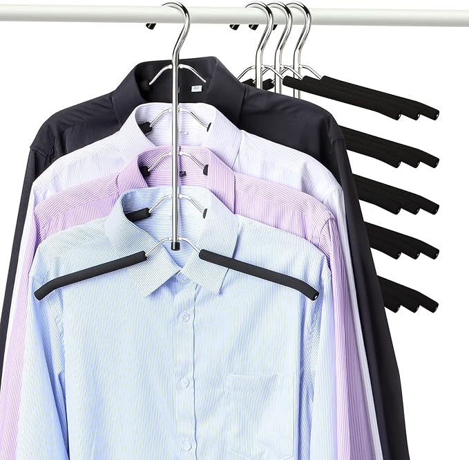 Hangers Space Saving Clothes Hanger 4 Packs Swing Arm Non Slip Padded Coat Hanger 5 Layers Heavy ... | Amazon (US)