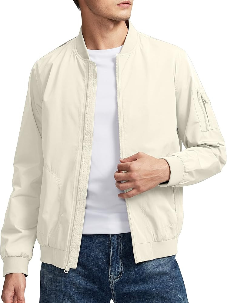 Pudolla Men's Bomber Jackets With 5 Pockets Lightweight Windbreaker Jackets For Men Outwear Casua... | Amazon (US)
