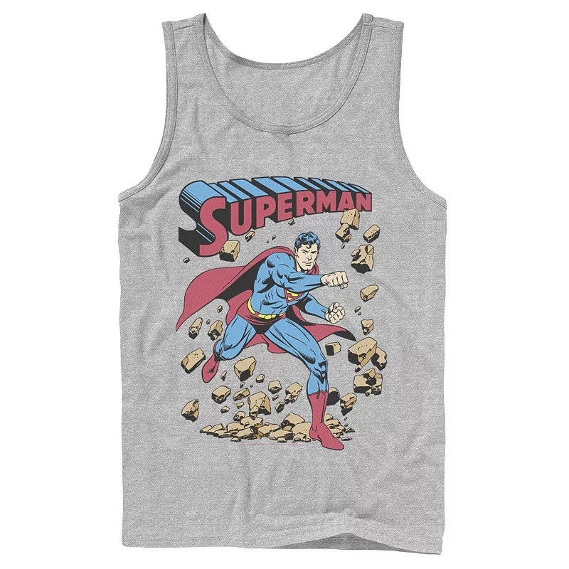 Men's DC Comics Superman Smash Rocks Vintage Poster Tank Top, Size: XXL, Athletic Grey | Kohl's