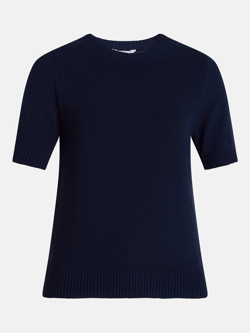 Time and Tru Women's Crewneck Sweater with Short Sleeves, Lightweight, Sizes XS-XXXL | Walmart (US)