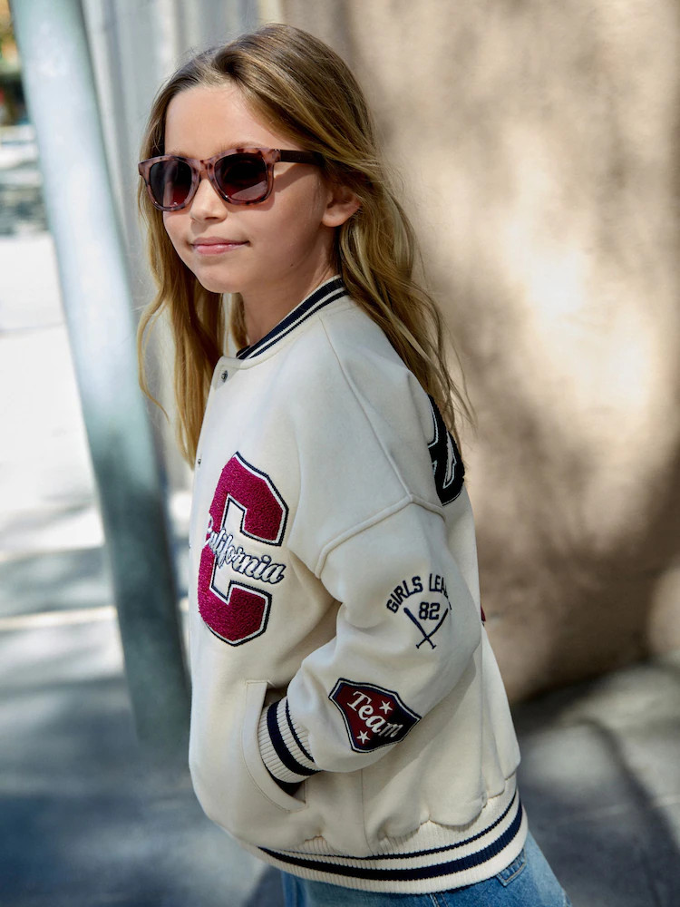 Cream Varsity Embroidered Jacket (3-16yrs) | Next US