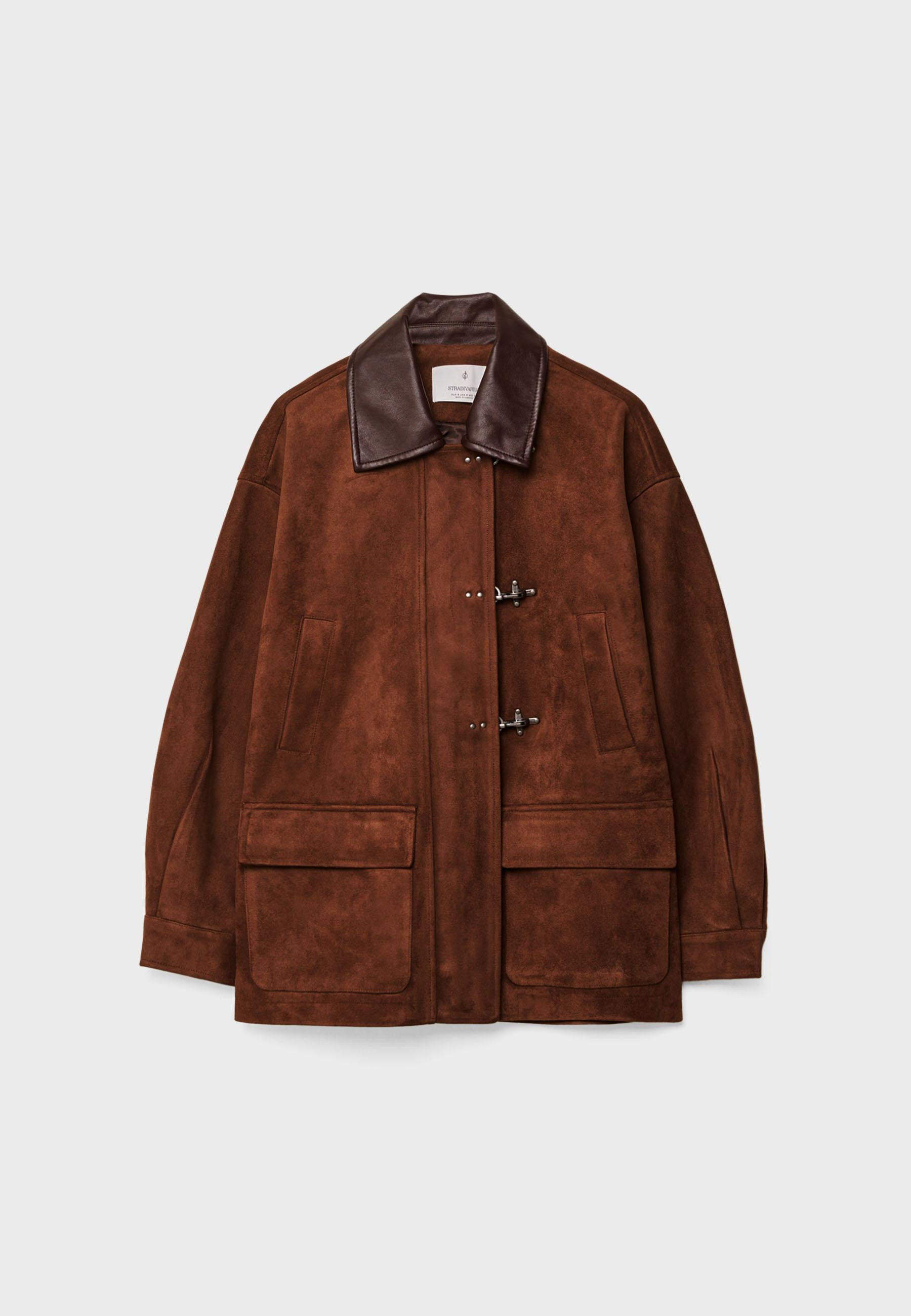 Faux suede jacket with toggles - Women's See all | Stradivarius United Kingdom | Stradivarius (UK)